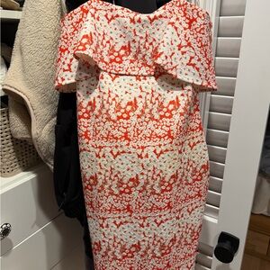 Guess Strapless Red and White Dress